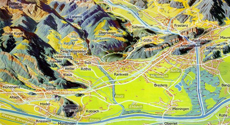 Topographische Darstellung der Region (© Vorarlberger Bildungsserver)