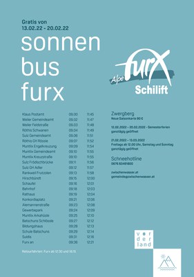 Sonnenbus Schilifte Furx - Semesterferien 2022