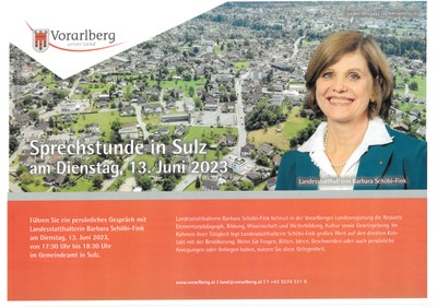 Sprechstunde mit Landesstatthalterin Barbara Schöbi-Fink in Sulz
